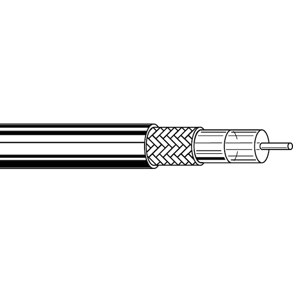 Belden Multi-Conductor Cable, RG, 25 AWG, 1 C, Black, PVC, Solid, 300V AC, Indoor/Outdoor, 1000 ft B7805 - main